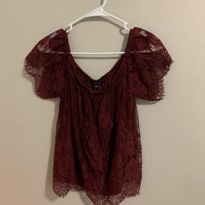 Burgundy Off-Shoulder Top
